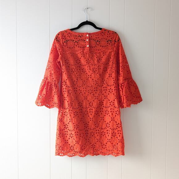 J.Crew Lace Pointelle Eyelet Orange Red Mini Dress, size 00 - Picture 2 of 6